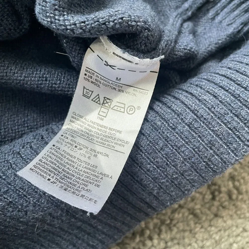 Banana Republic Mens Pullover M Fisherman Navy Office Preppy Business Layers